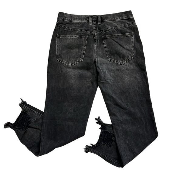 We The Free Jeans Womens 27 Black Chewed Up Hem Midrise Straight Distressed Boho - Picture 11 of 12